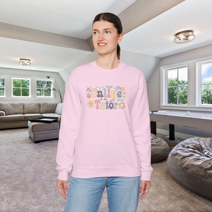Online Tutor Teacher Crewneck Sweatshirt Retro Unisex Back to School