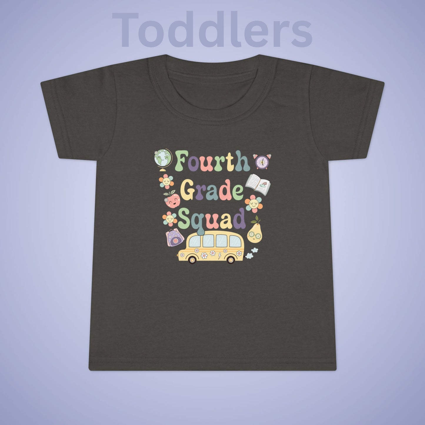 Fourth Grade Squad Fun Retro Kids Cotton T Shirt Back To School Toddler