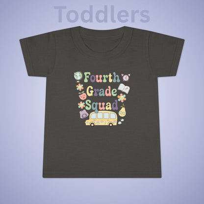Fourth Grade Squad Fun Retro Kids Cotton T Shirt Back To School Toddler