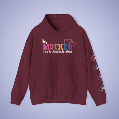 This Mother Wears her Heart on her Sleeve Unisex Hoodie Personalized