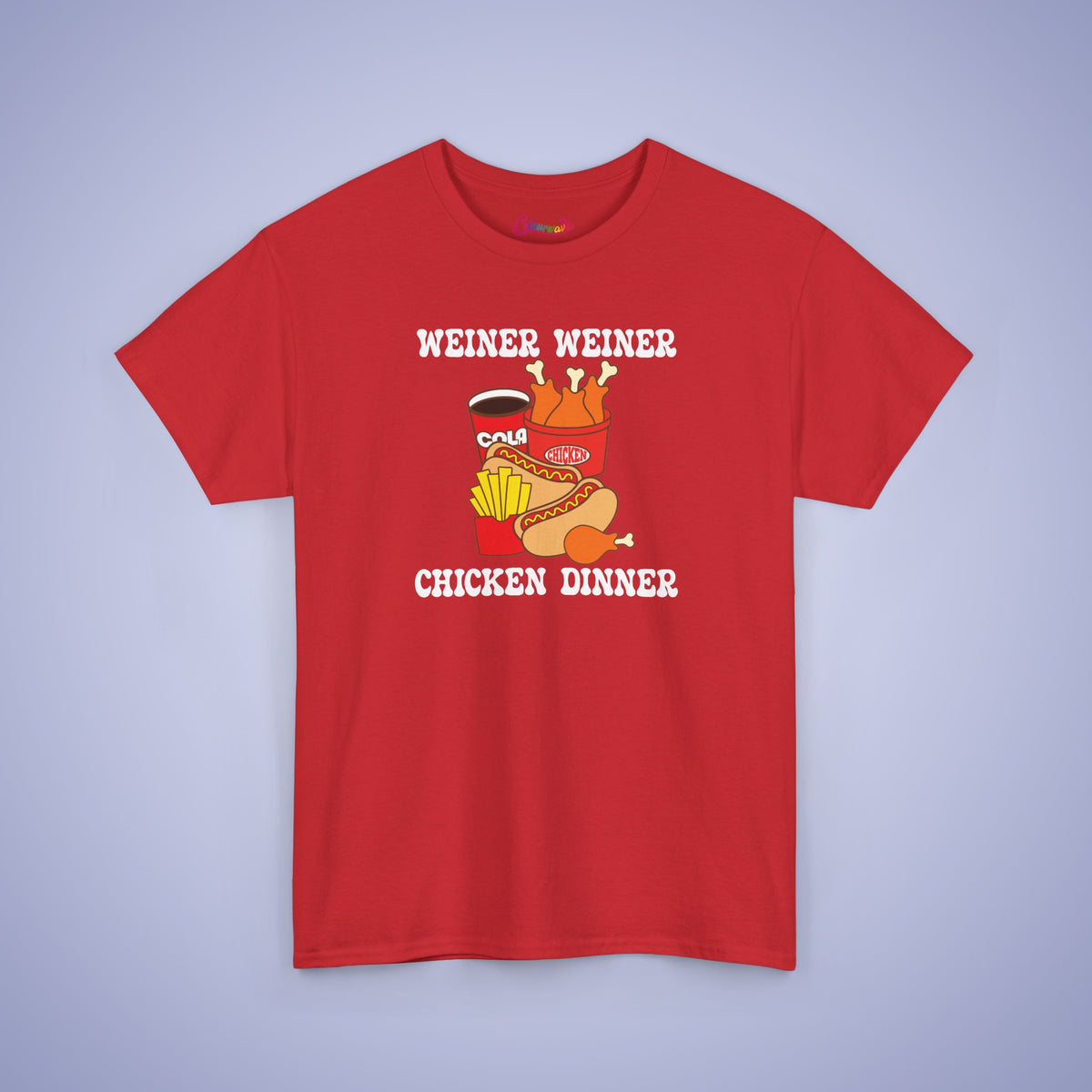 Weiner Weiner Chicken Dinner Funny Hot Dog T-Shirt | Hot Dog Lover Gift White