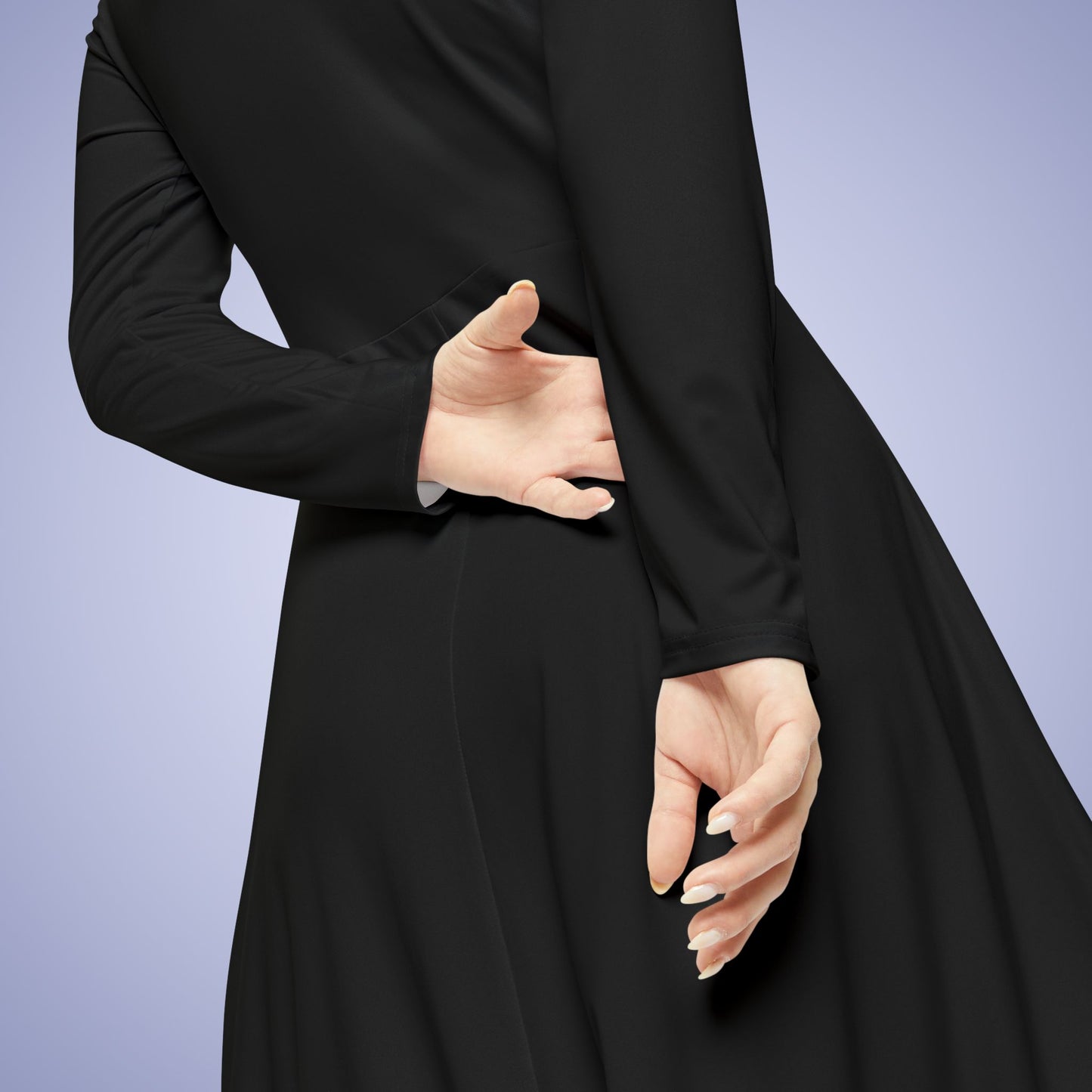 Women's Blank Black Long Sleeve Dance Dress