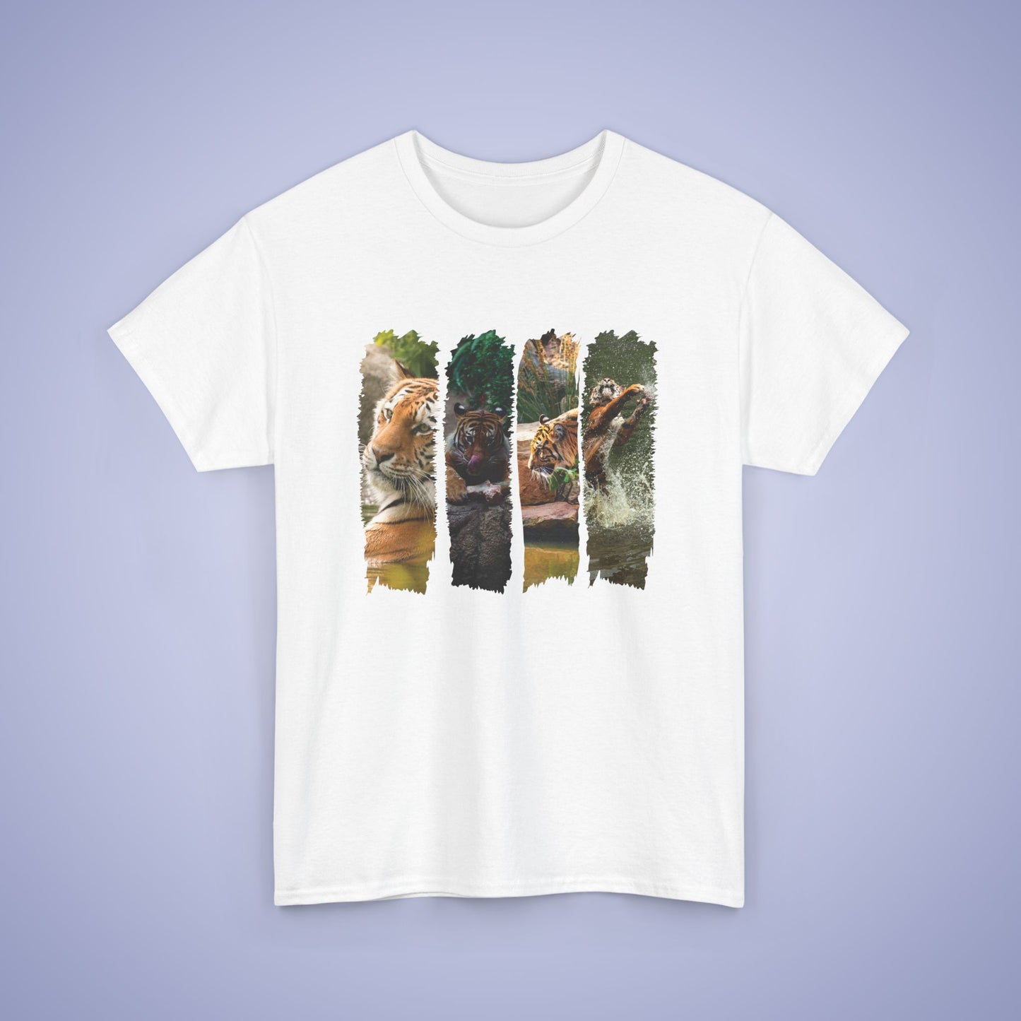Playful Tigers Paint Brush Stroke Photographic Unisex Oversized T Shirt