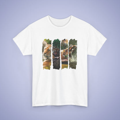 Playful Tigers Paint Brush Stroke Photographic Unisex Oversized T Shirt