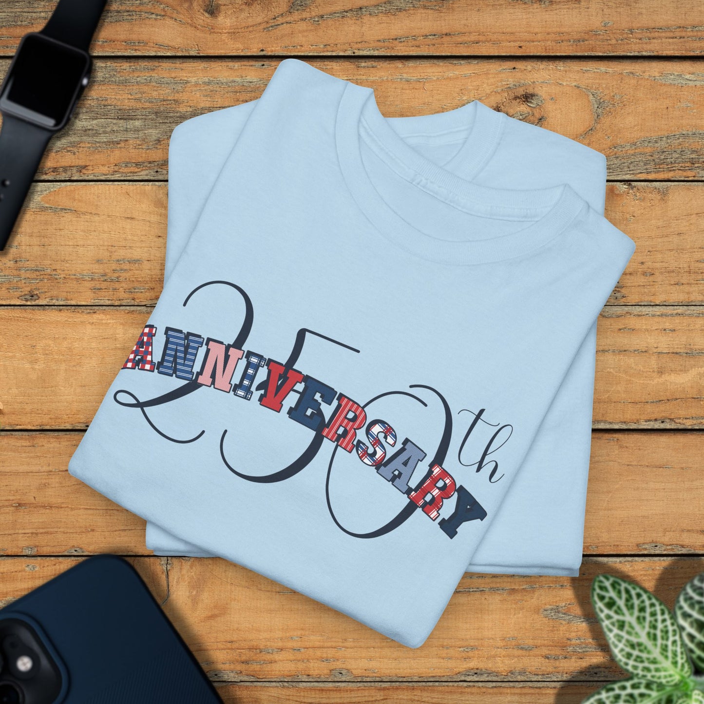 250 Years of Freedom Patterned Text Word Art USA Celebration Unisex T Shirt