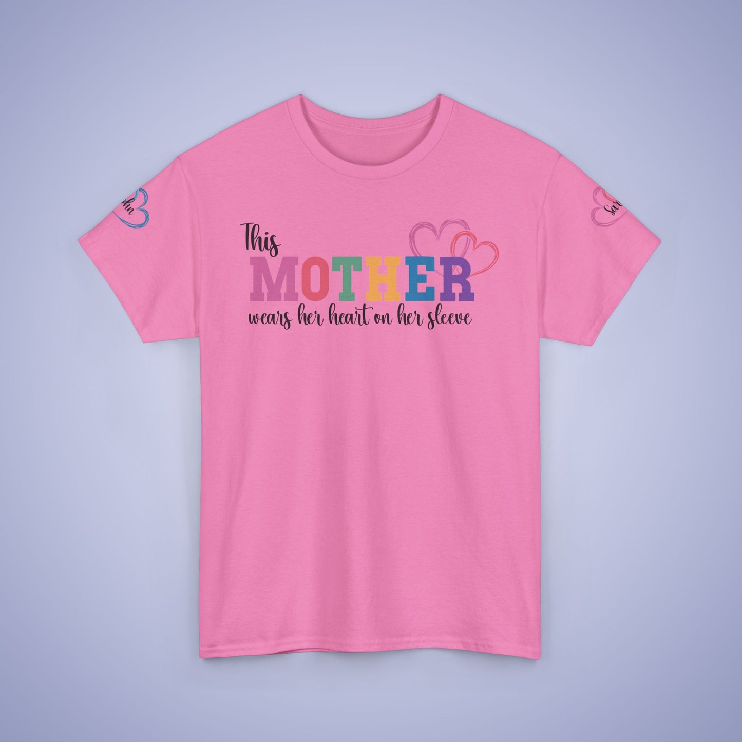 This Mother Wears Her Heart on Her Sleeve Unisex Heavy T Shirt Personalized