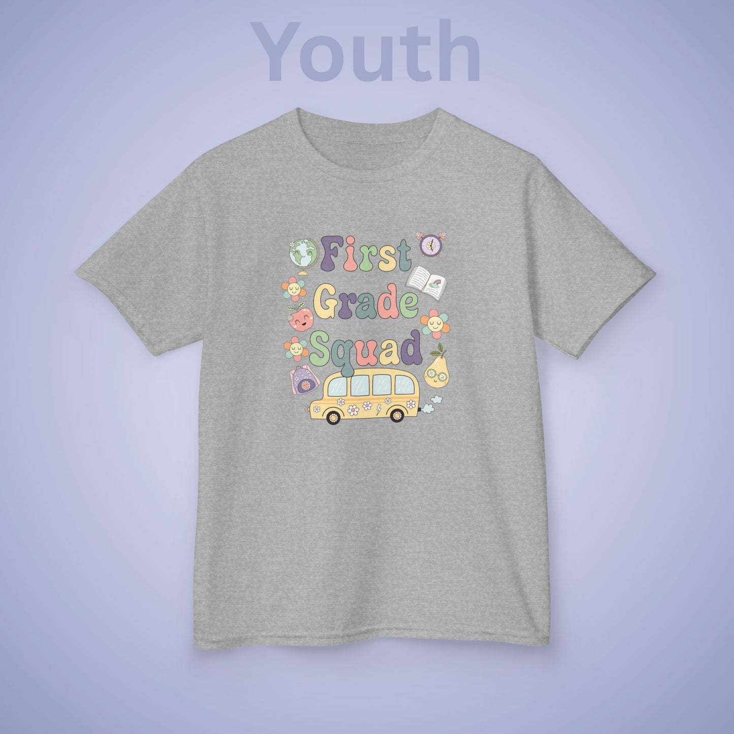 First Grade Squad Retro Kids Cotton T Shirt Back To School Youth