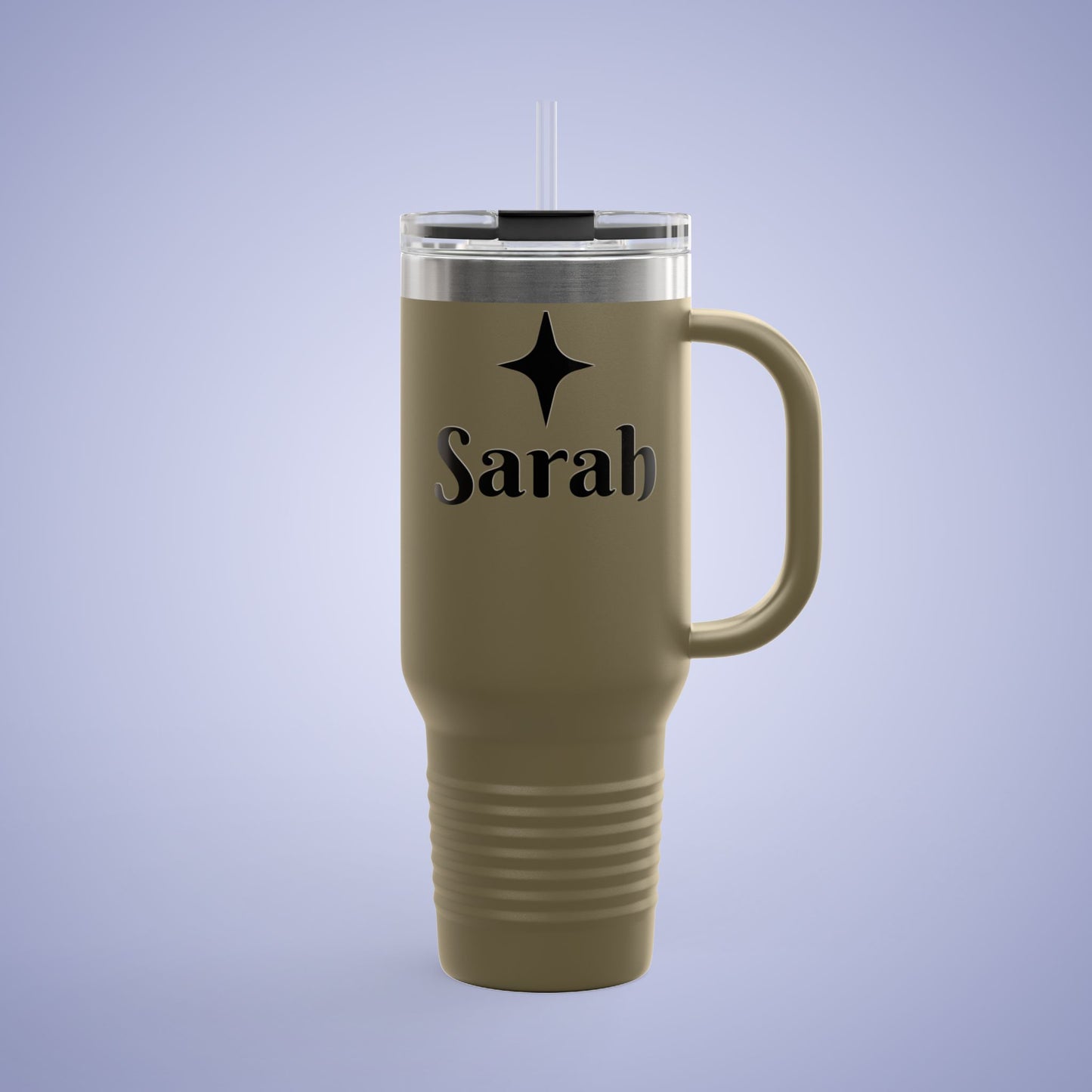 Personalized Insulated Travel Mug - 40oz, Custom Name Mug for Coffee Lovers Olive Green
