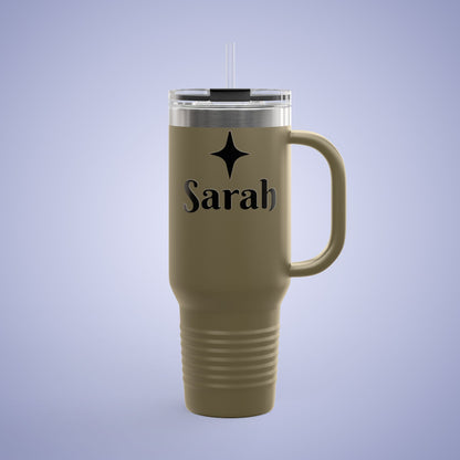 Personalized Insulated Travel Mug - 40oz, Custom Name Mug for Coffee Lovers Olive Green