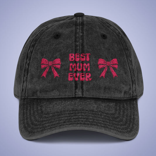 Vintage Best Mum Ever Cap Mothers Day Pink Embroidered Hat