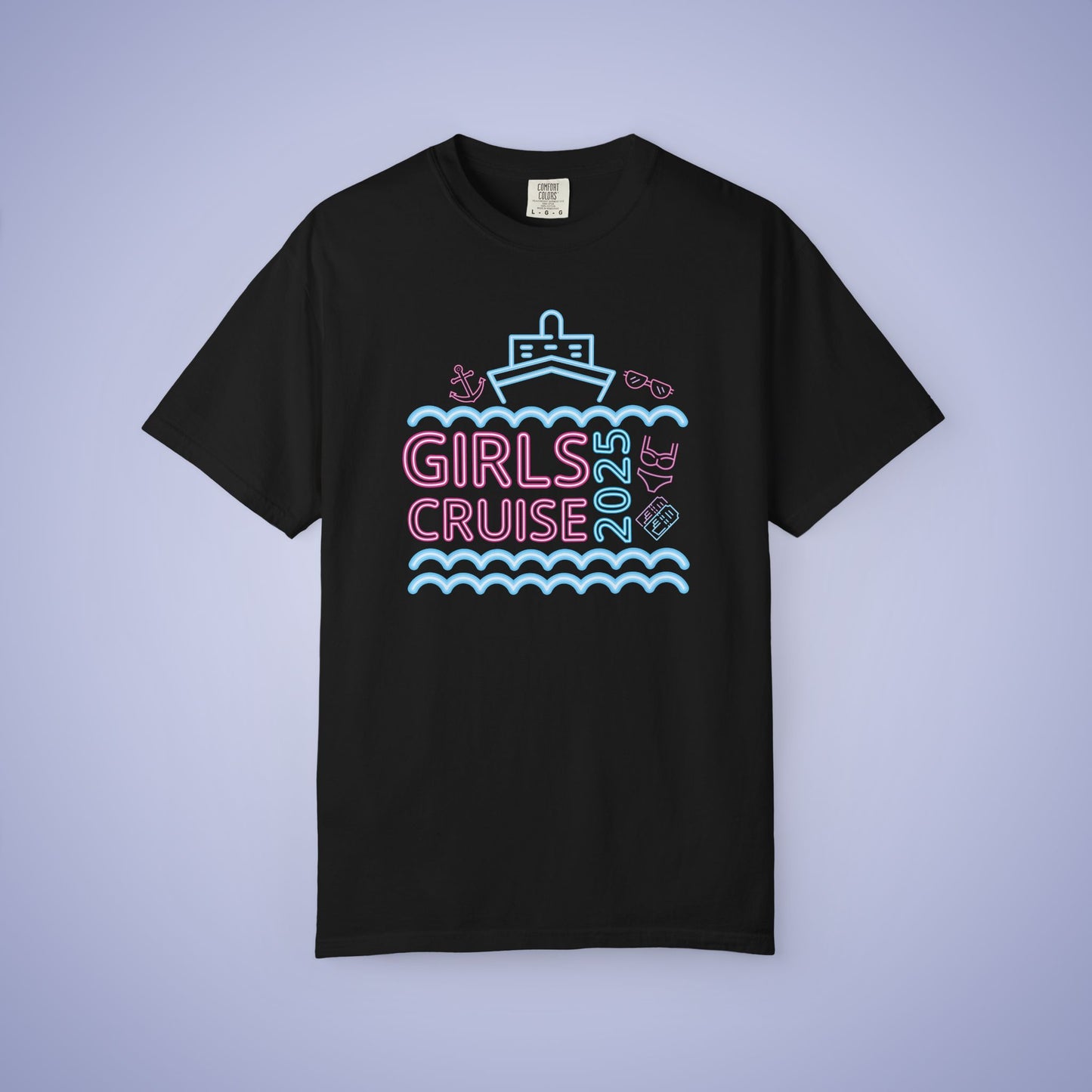 Girls Cruise 2025 Neon Comfort Colors T Shirt Fun Vacation Shirt Unisex