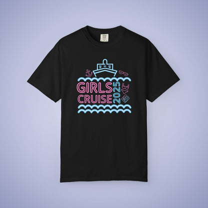 Girls Cruise 2025 Neon Comfort Colors T Shirt Fun Vacation Shirt Unisex