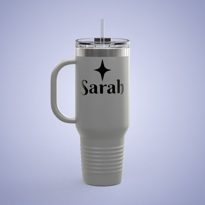 Personalized Insulated Travel Mug - 40oz, Custom Name Mug for Coffee Lovers Dark Grey