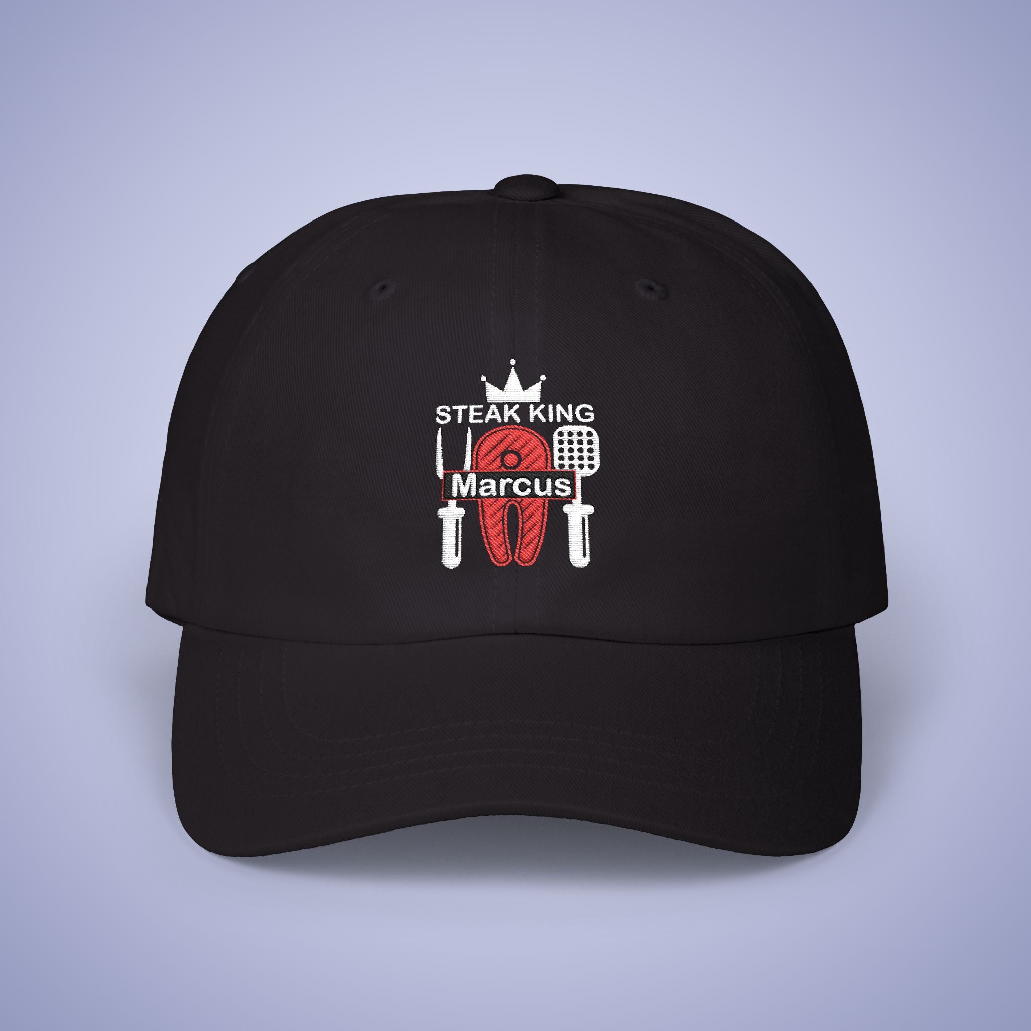 Steak King Personalized Grill Lover Embroidered Classic Dad Cap Unisex White Embroidery Gift