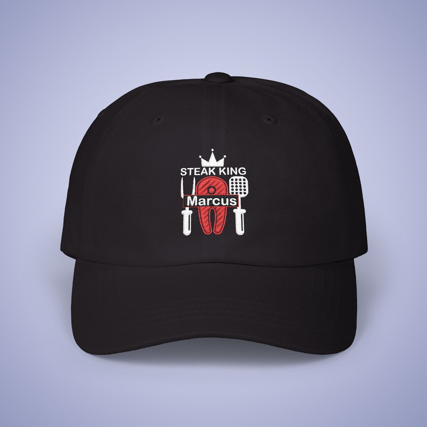 Steak King Personalized Grill Lover Embroidered Classic Dad Cap Unisex White Embroidery Gift