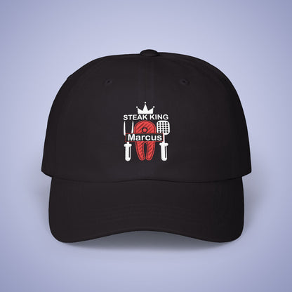 Steak King Personalized Grill Lover Embroidered Classic Dad Cap Unisex White Embroidery Gift