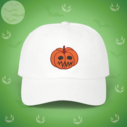 Embroidered Jackolantern Worried Face Halloween Pumpkin Dad Cap Unisex
