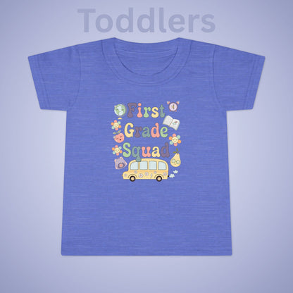 First Grade Squad Retro Fun Kids Cotton T Shirt Back To School Toddler