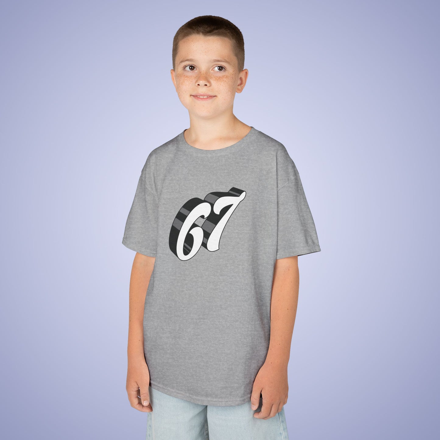 White Word Art 67 Tee Fun Trending Kids Cotton T Shirt Six Seven Youth