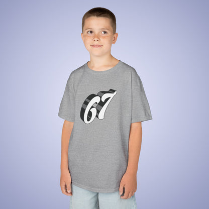 White Word Art 67 Tee Fun Trending Kids Cotton T Shirt Six Seven Youth