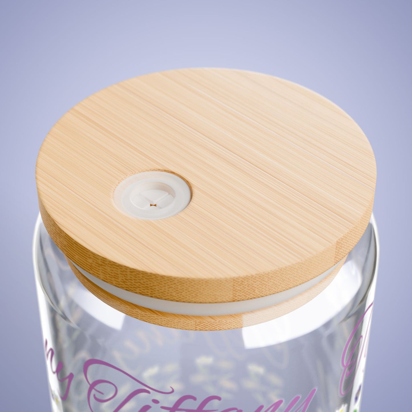 September Birthday Aster Daisy Floral Personalized Sipper Glass Bamboo Lid