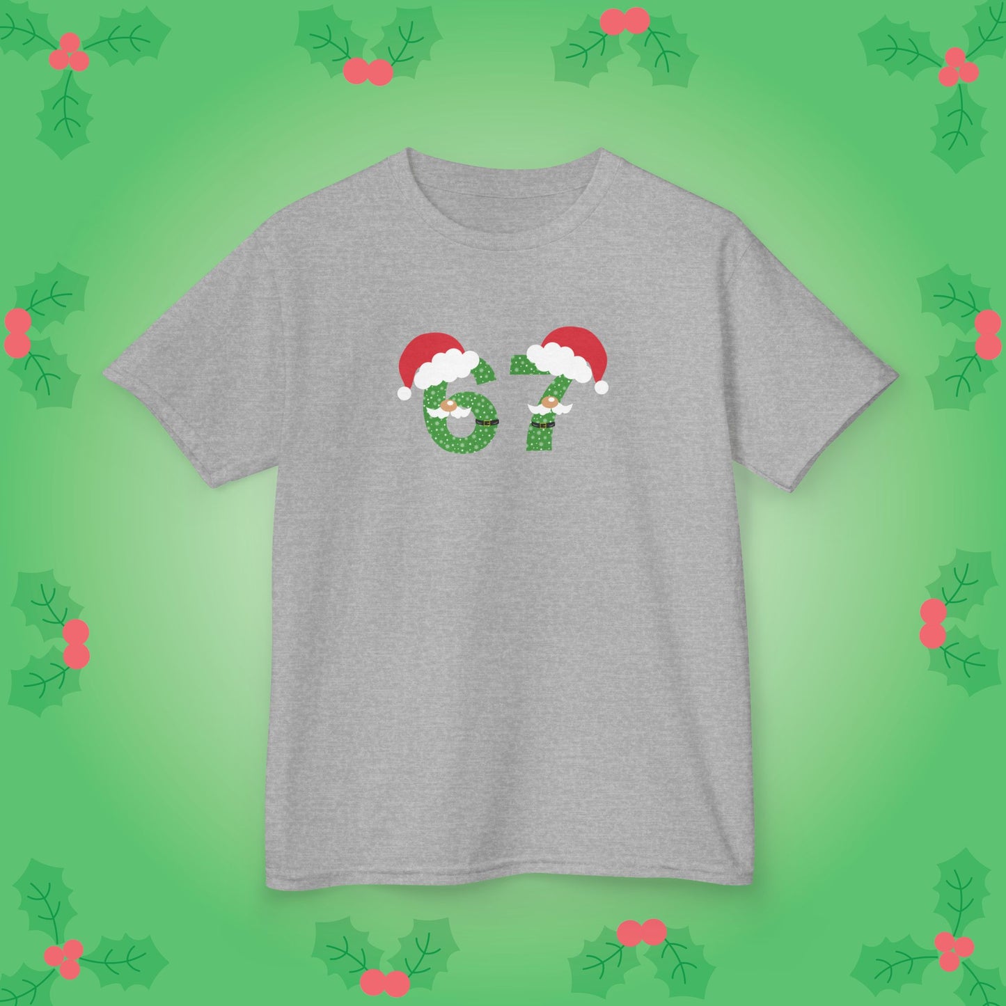 Santa Patterned Text Christmas 67 Tee Fun Trending Kids Cotton T Shirt Six Seven Youth