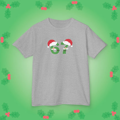 Santa Patterned Text Christmas 67 Tee Fun Trending Kids Cotton T Shirt Six Seven Youth