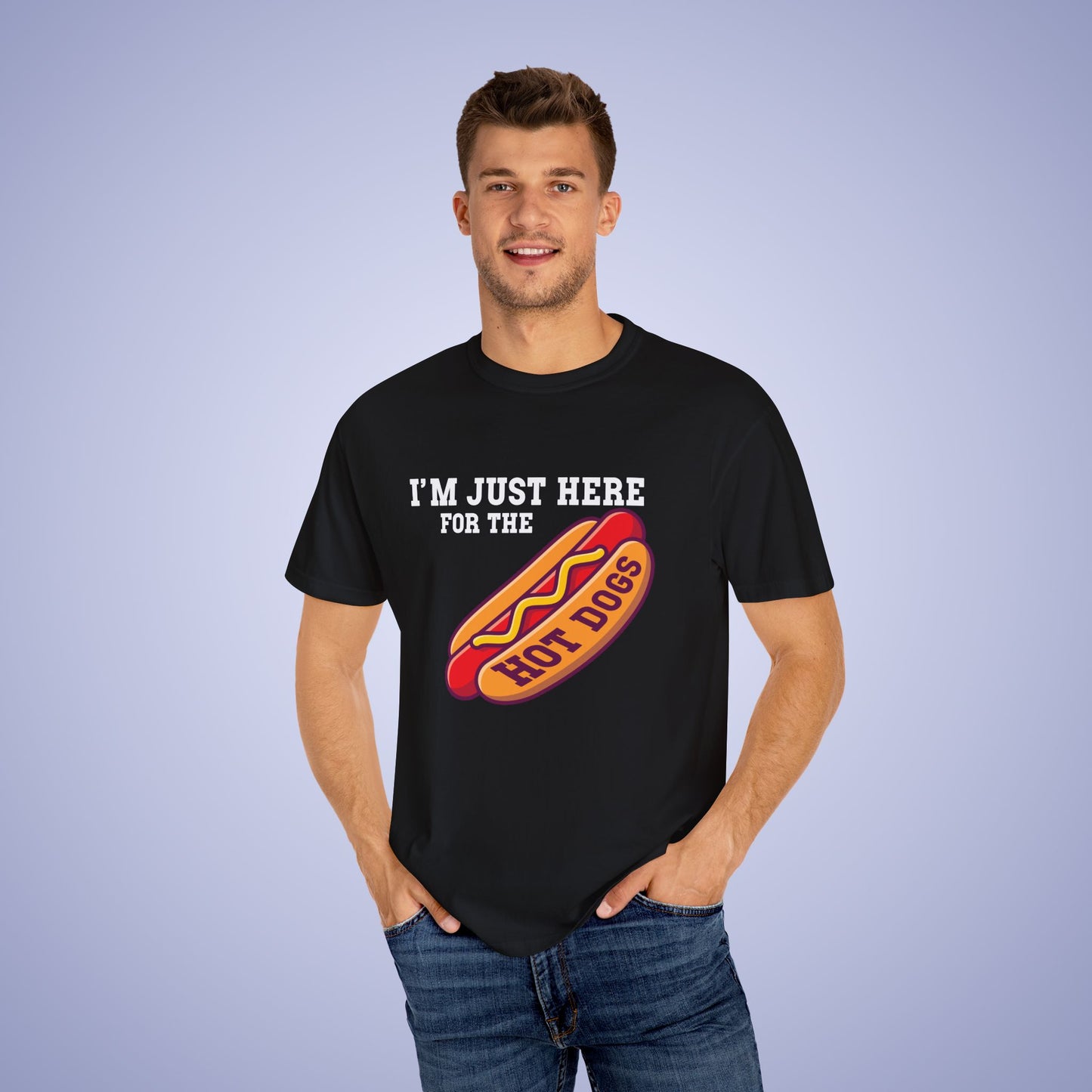 Im Just Here For The Hot Dogs Funny Comfort Colors T Shirt Unisex White