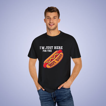 Im Just Here For The Hot Dogs Funny Comfort Colors T Shirt Unisex White