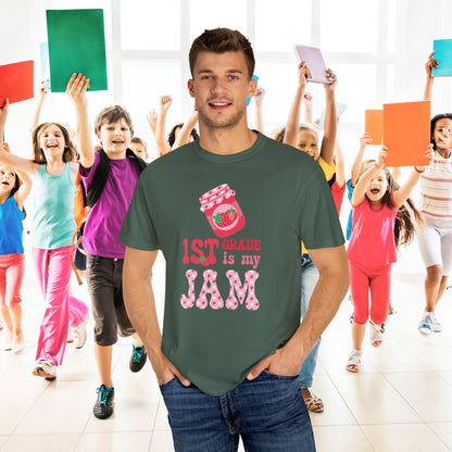 First Grade is my Jam Strawberry Teacher T Shirt Comfort Colors Unisex Back to School