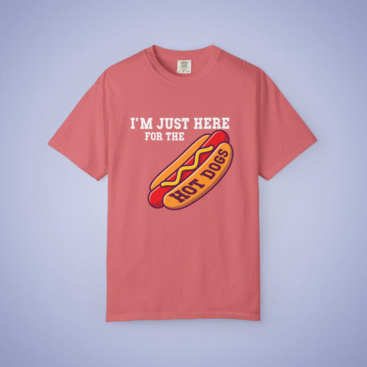 Im Just Here For The Hot Dogs Funny Comfort Colors T Shirt Unisex White