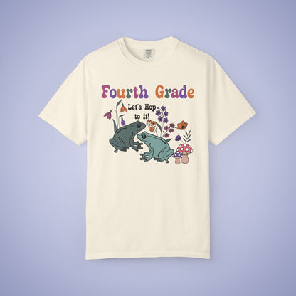Fourth Grade Lets Hop To It Teacher T Shirt Frogs Comfort Colors Unisex Back to School