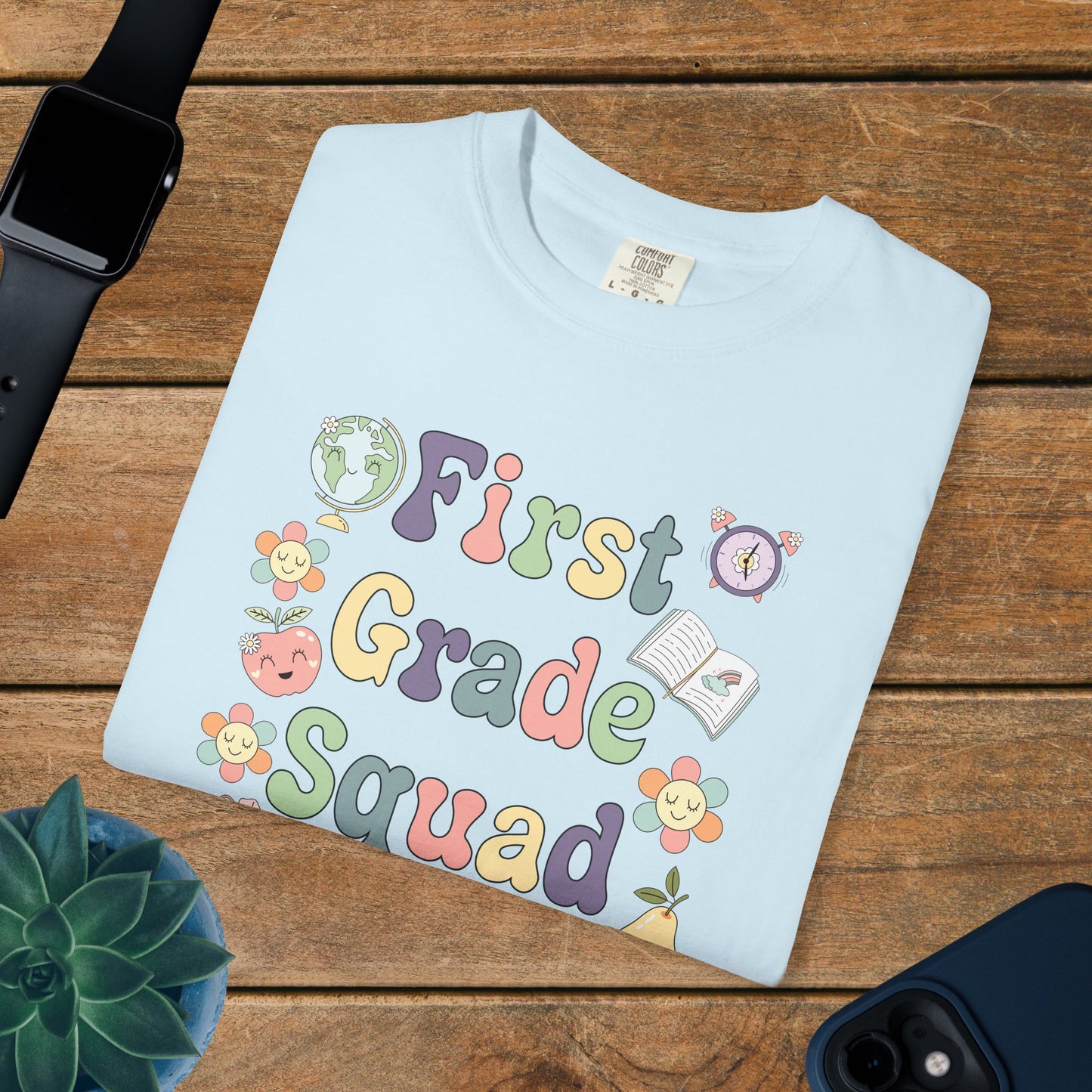 First Grade Squad Retro Fun Teacher T Shirt Comfort Colors Unisex Back to School