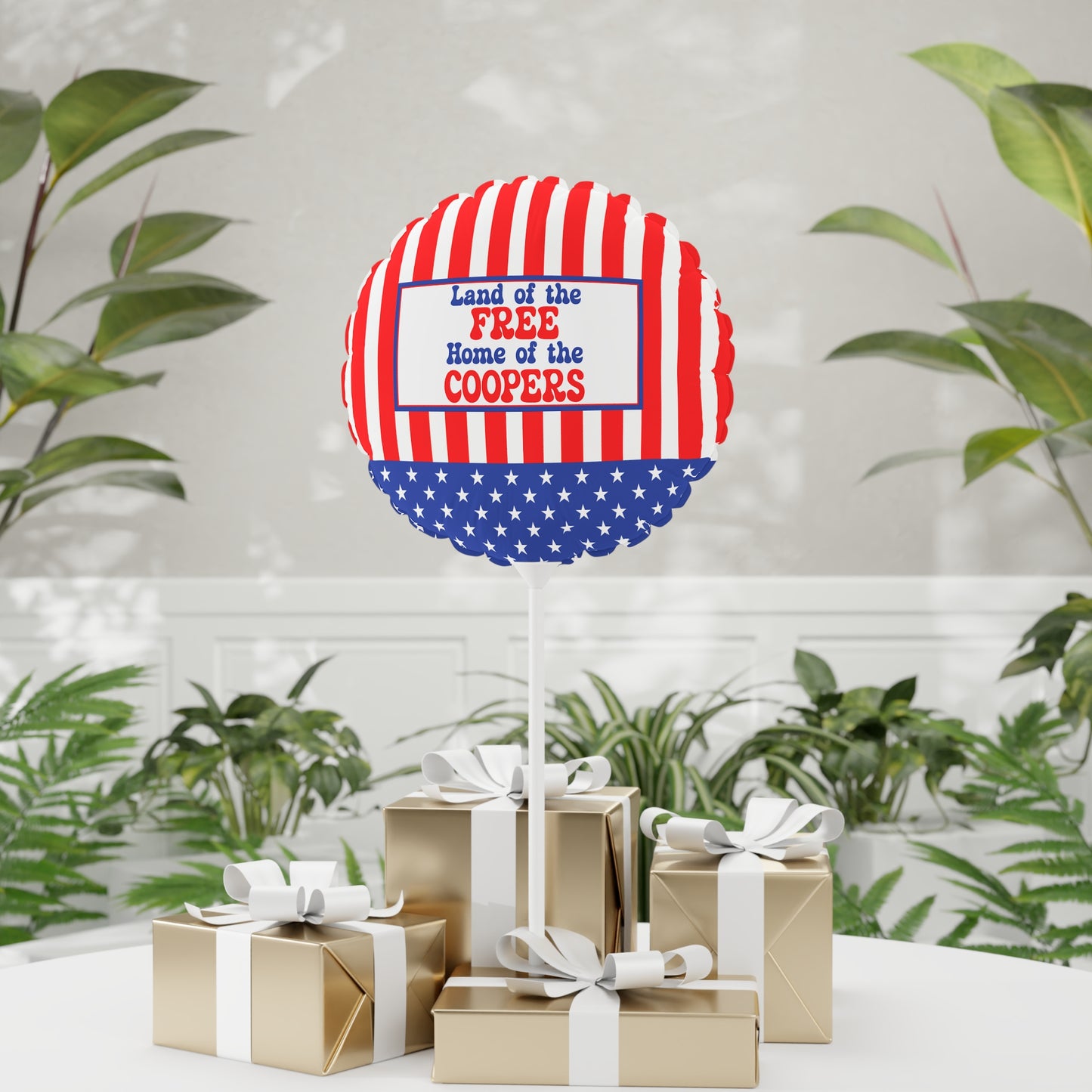 Land of the Free Personalized Patriotic July 4th Home Decor Party Round Balloon USA Flag