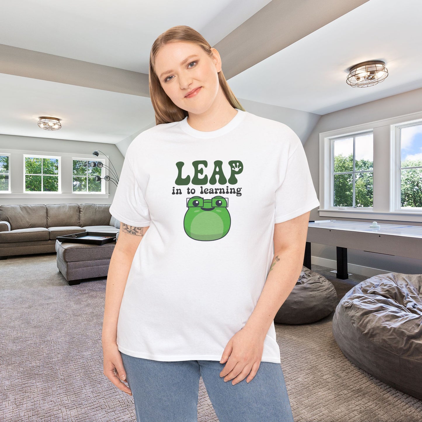 Leap into Learning Graphic Tee Frog Lover Funny Teacher Unisex T Shirt