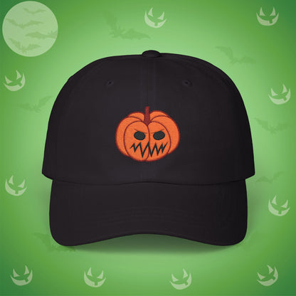 Embroidered Jackolantern Angry Face Halloween Pumpkin Dad Cap Unisex