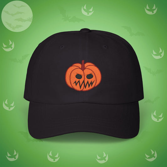 Embroidered Jackolantern Angry Face Halloween Pumpkin Dad Cap Unisex
