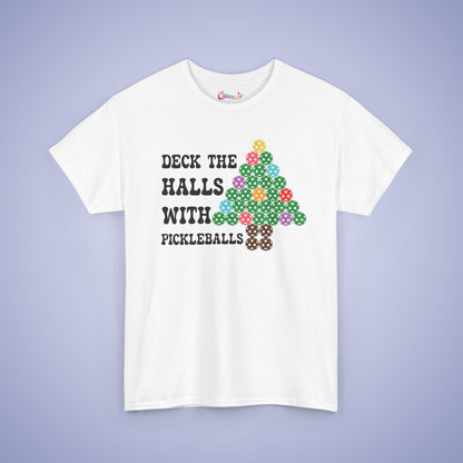 Deck the Halls with Pickleballs Christmas Tee Graphic Design T Shirt