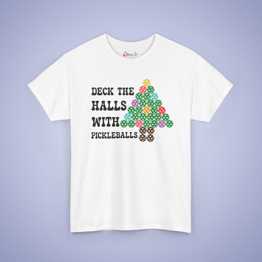 Deck the Halls with Pickleballs Christmas Tee Graphic Design T Shirt