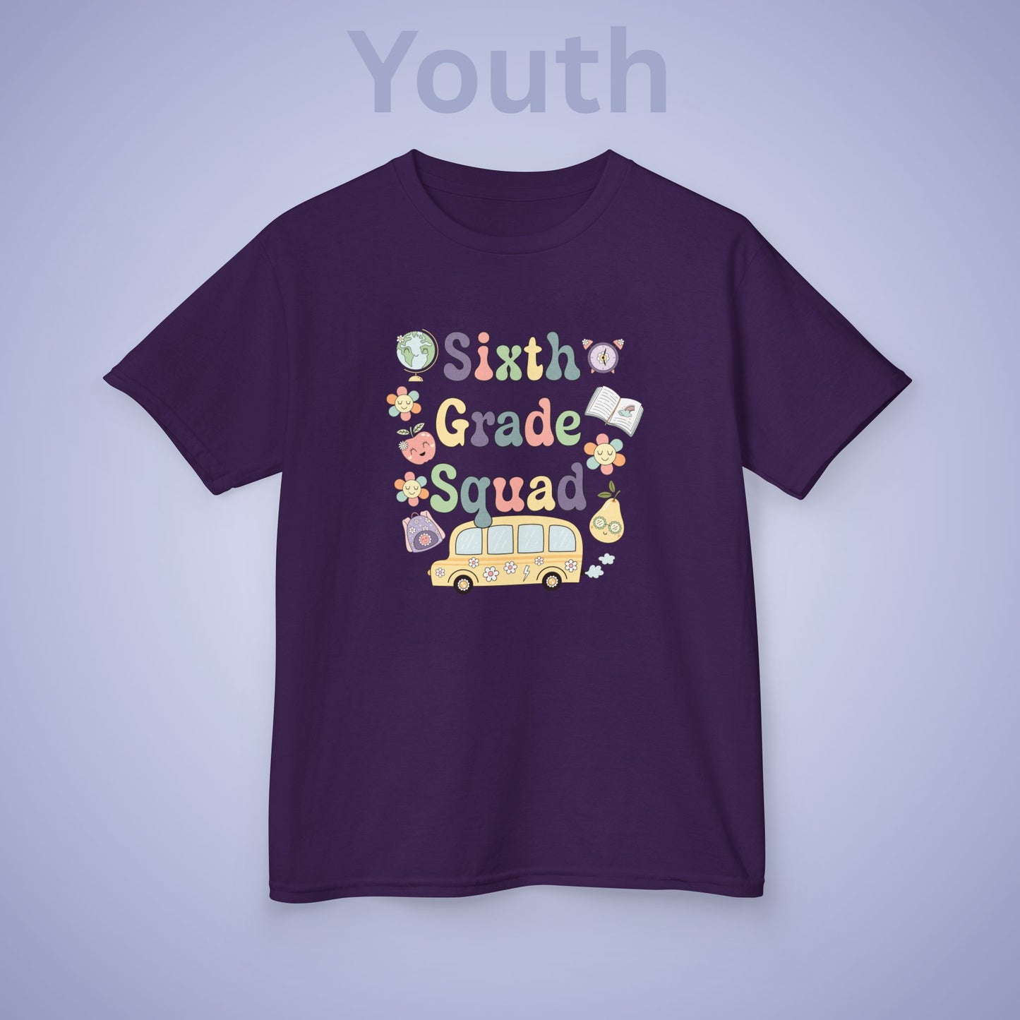 Sixth Grade Squad Fun Retro Kids Cotton T Shirt Back To School Youth