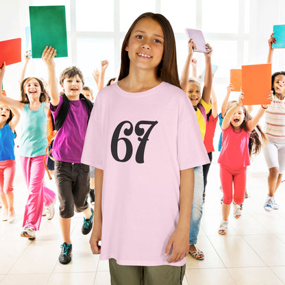 Calligraphy 67 Tee Fun Trending Kids Cotton T Shirt Six Seven Youth