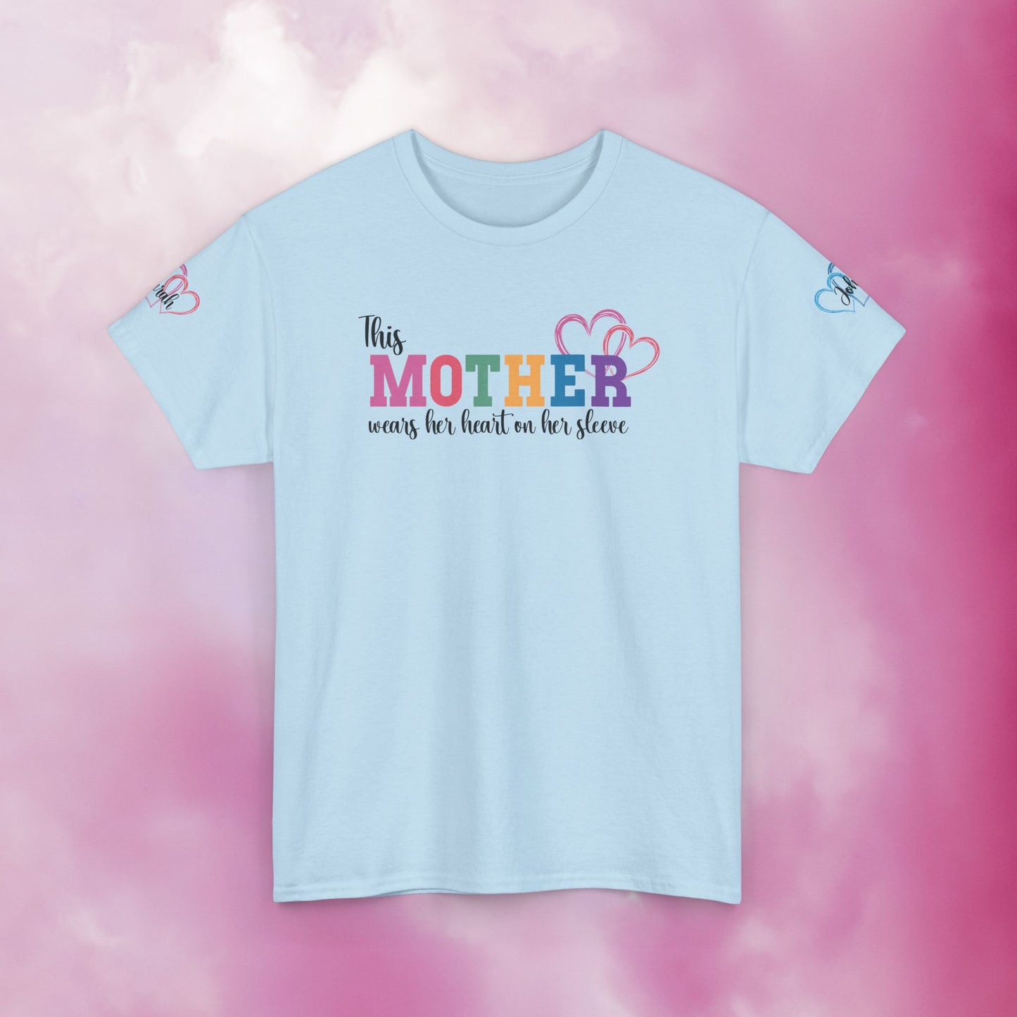 This Mother Wears Her Heart on Her Sleeve Personalized Mothers Day Gift T Shirt