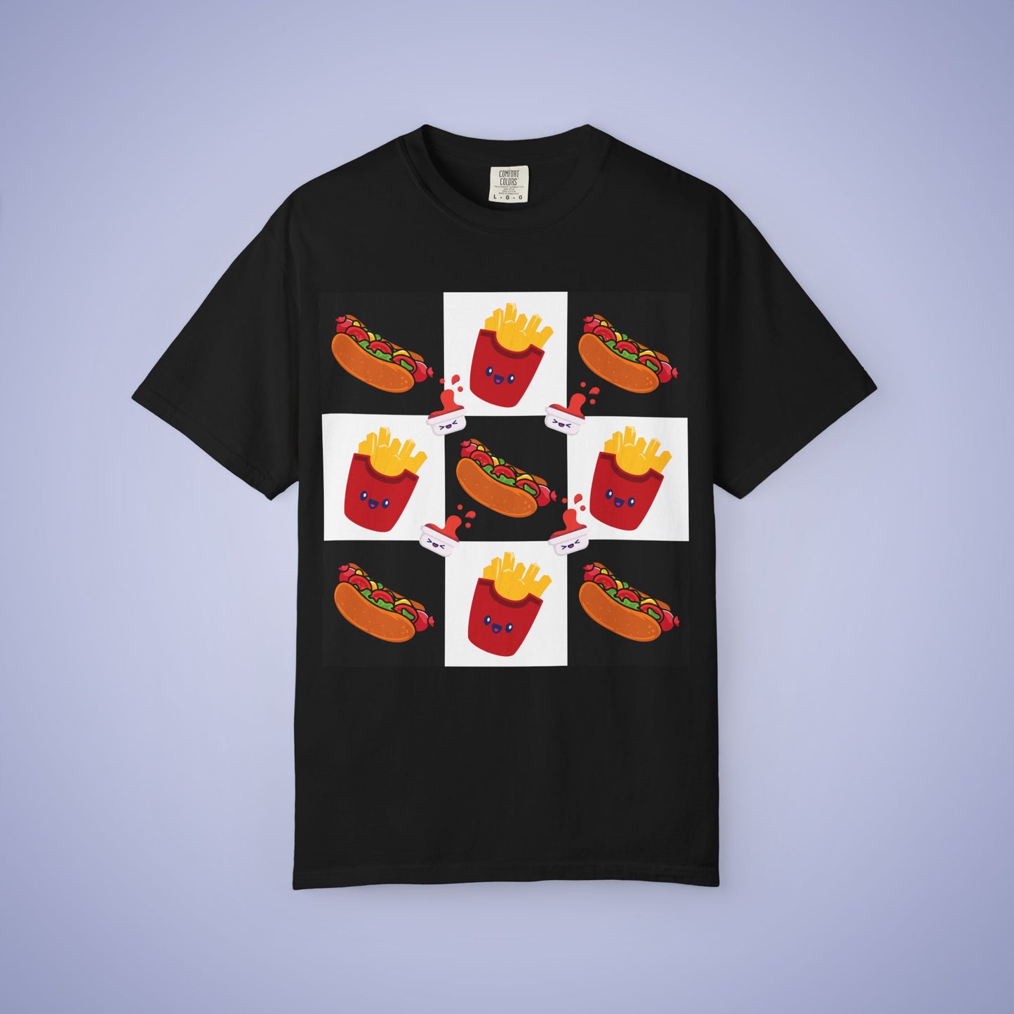 Hot Dog and Chips Lover Grid Art Comfort Colors T Shirt Unisex