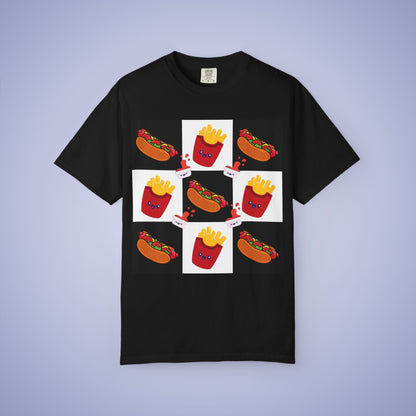 Hot Dog and Chips Lover Grid Art Comfort Colors T Shirt Unisex