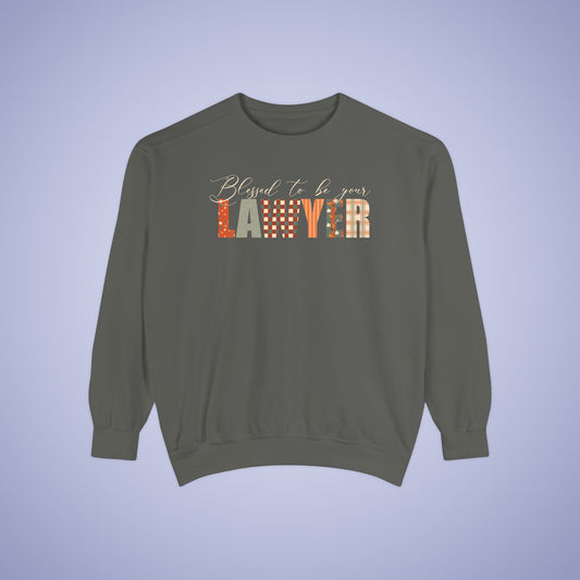 Blessed to be Your Lawyer Thanksgiving Patterned Word Art Comfort Sweatshirt Unisex