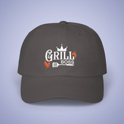 Grill Boss Embroidered Classic Dad Cap Unisex White Embroidery Gift