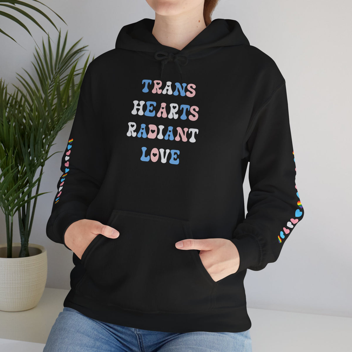Trans Hearts Radiant Love Hoodie | Transexual Pride Month Hooded Sweatshirt