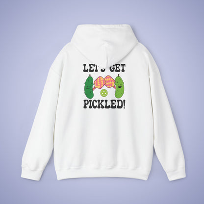 Lets Get Pickled Funny Alcohol Drinking Pickleball Hoodie Black Graphic Design