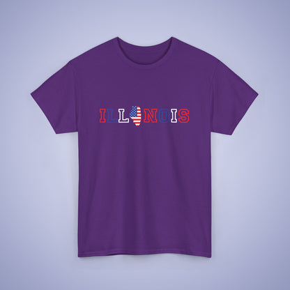Illonois Map Text Art Proud American Unisex T Shirt
