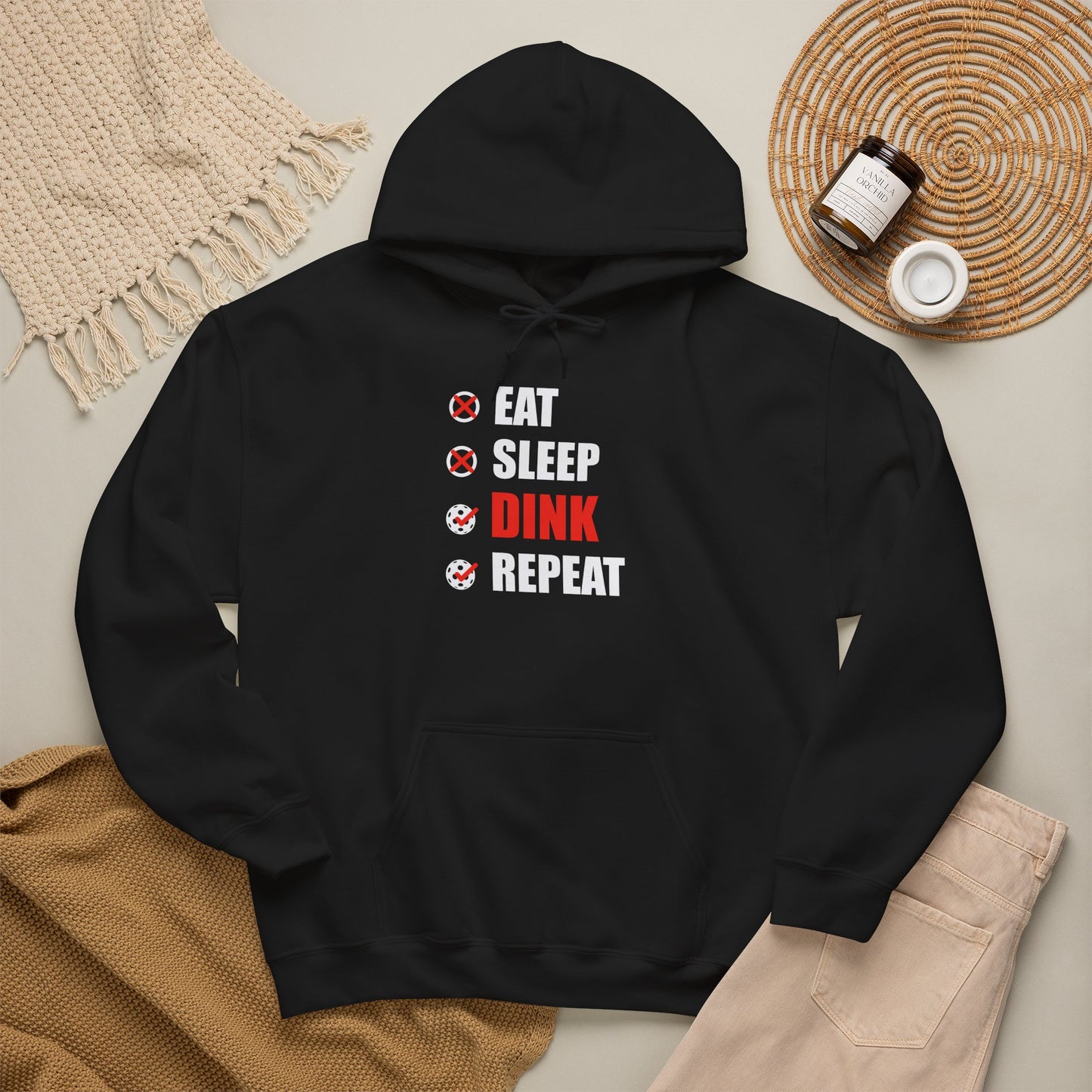 Eat Sleep Dink Repeat Pickleball Hoodie | Funny Pickleball Lover Gift White Version